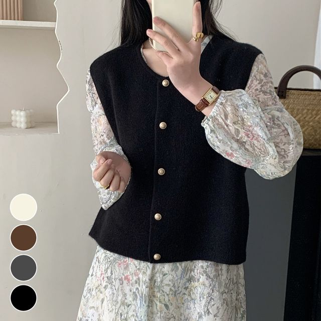 여성 겨울 조끼 봄 금장버튼 여성베스트 가디건 예쁜