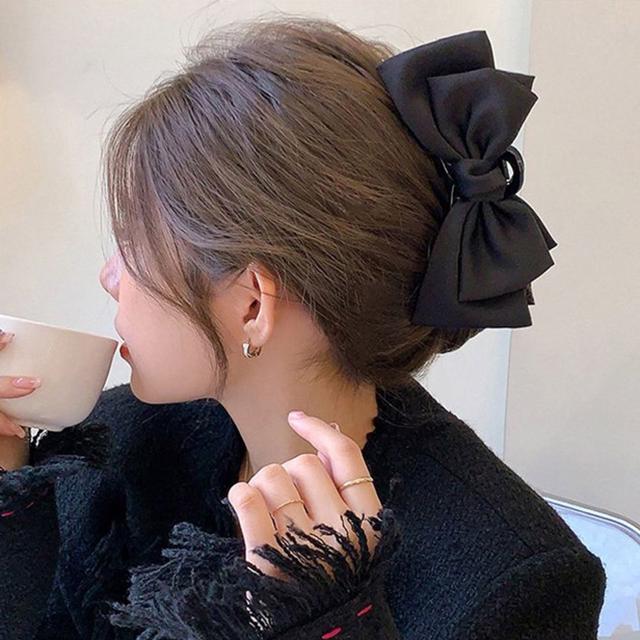 왕리본 헤어 집게핀 - 올림머리 반묶음 새틴 리본핀