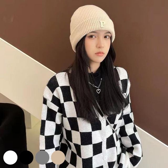 포인트 비니모자 여성비니 패션 방한비니 골지비