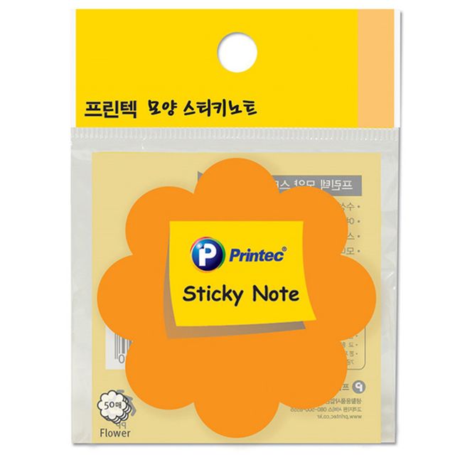 프린텍 꽃 모양 스티키노트 접착지 점착식 메모지