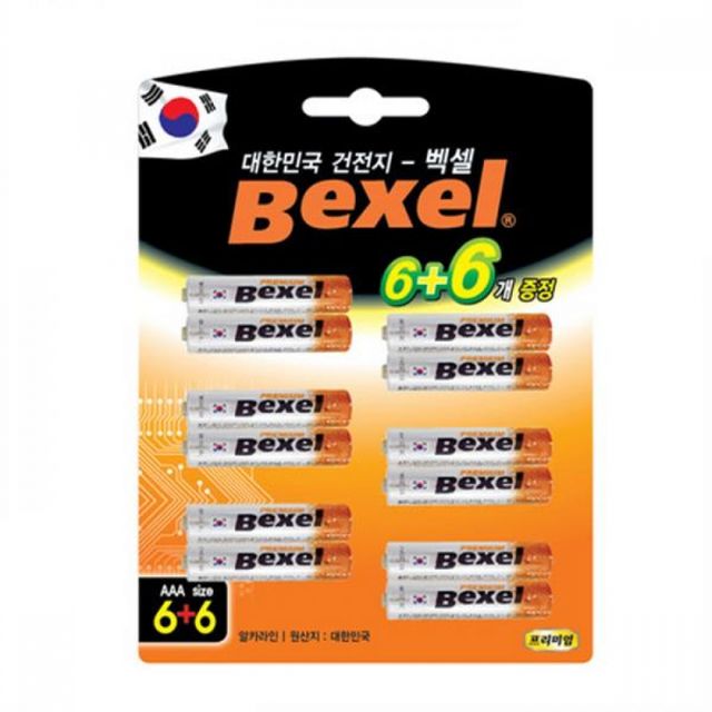 알카라인 벡셀 건전지 6+6 AAA 12입 LR03 생활용품 알
