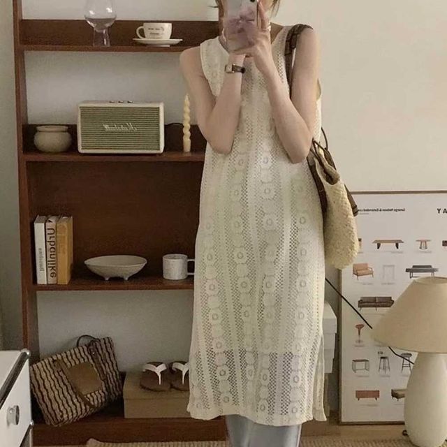 잠옷 슬립 끈나시 이너 홈웨어 여성 백리스 속치마 아이스 나시원피스
