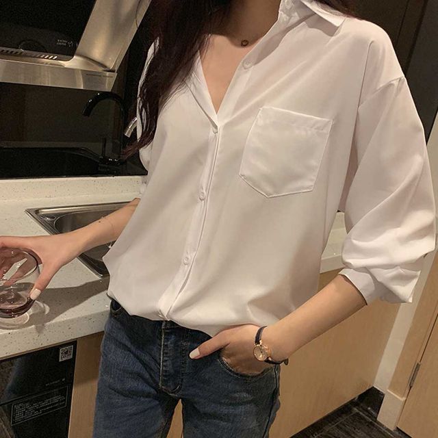 베이직 패션 여성 의류 무지 셔츠옷 블라우스 코디