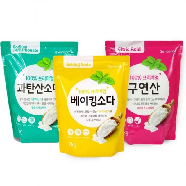 주방 청소용 2kg 베이킹소다 천연세제 구연산 세트