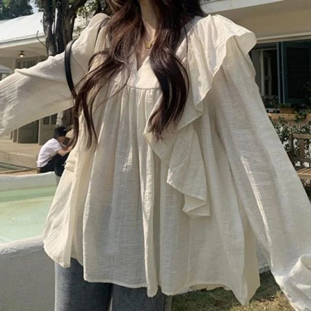 예쁜 블라우스 가을 봄 포인트 프릴 디자인