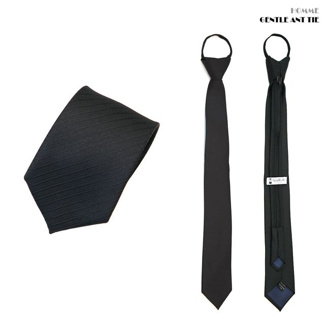 젠틀안트 자동넥타이 폭7cm 블랙 사선 AT-5664