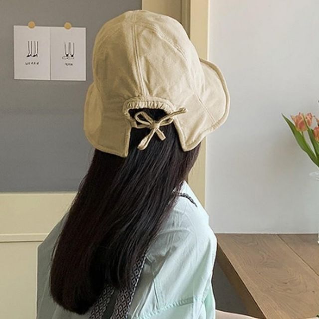 여자 린넨 보넷 리본햇 벙거지 모자 플로피햇