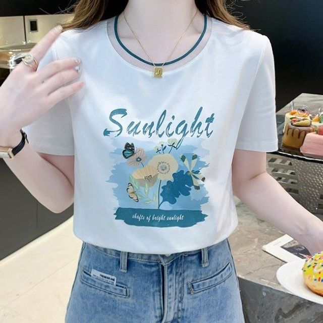 외산 가스 셔츠 여름 프린트 반팔 티셔츠 루즈