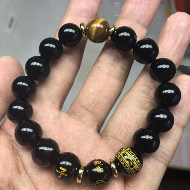 12지신 흑요석 염주 10mm