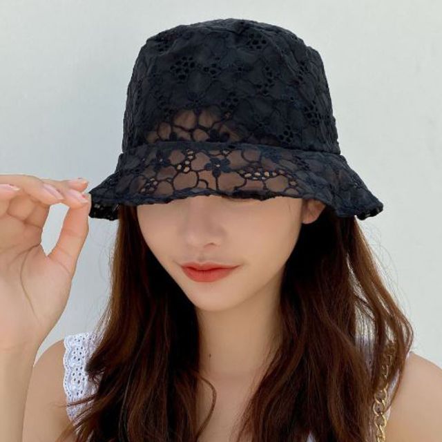 통기성 플라워 패턴 시스루 벙거지모자 패션 버킷햇