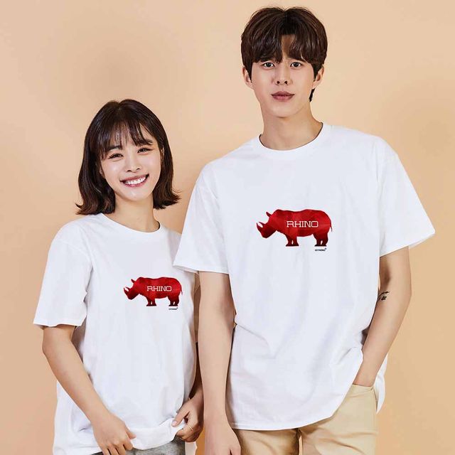 코뿔소 디지털프린팅 인쇄티셔츠 반팔 오버핏