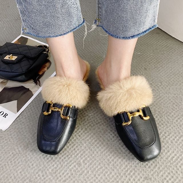 2컬러 밍크털 편한 데일리 따뜻한 뮬 로퍼