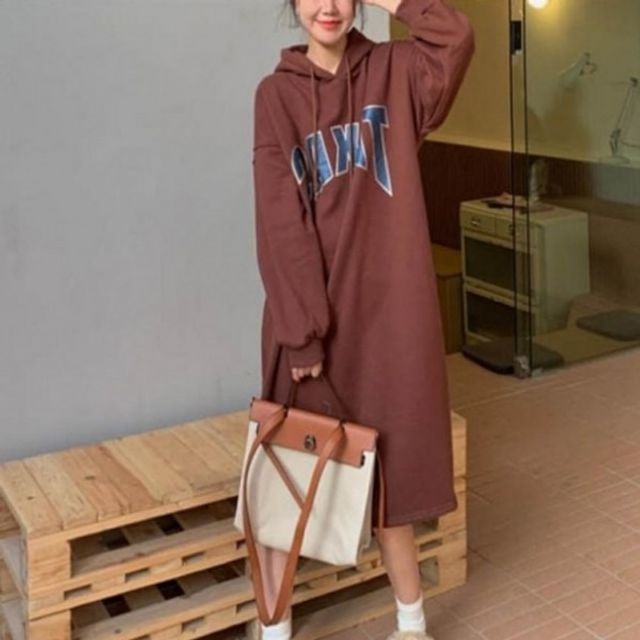 후드티 후드 롱원피스 간절기 후드집업 영문디자인 라인 원피스 베이직 캐주얼 캐주얼 긴 롱