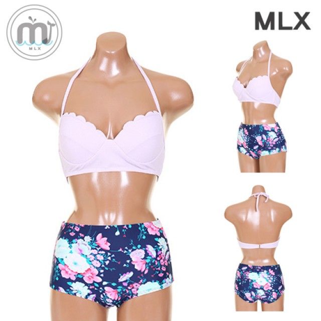 (MLX) 여자 브라탑 꽃무늬 여름 반바지 팬츠 비키니 왕뽕업키니 수영복-DM_334