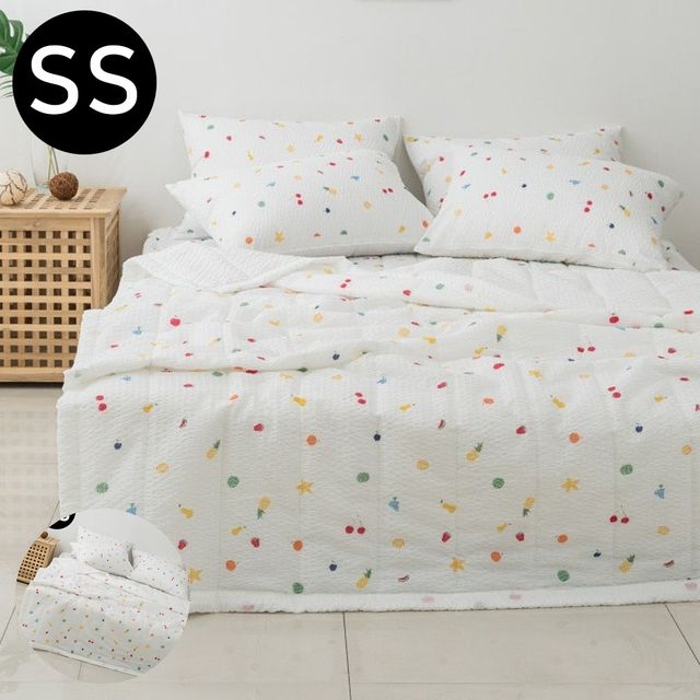 기숙사침구류 원룸이불세트 파인애플 여름 간절기 이불 베개커버세트 슈퍼싱글 SS 화이트 베개솜 별매