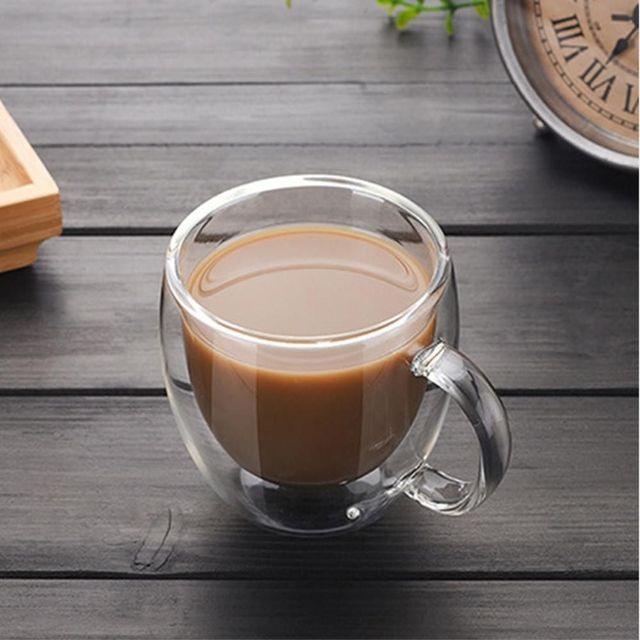 손잡이 이중 내열유리컵 150ml 커피잔