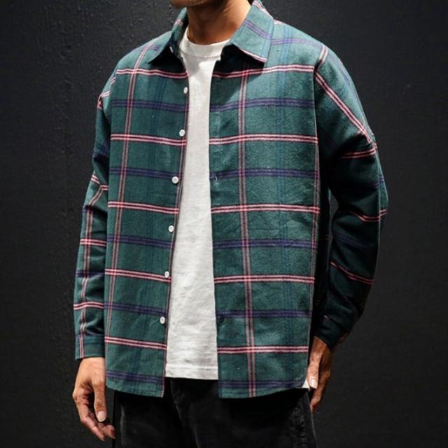 체크 데일리 긴팔 남방 남여공용 데일리 캐주얼룩