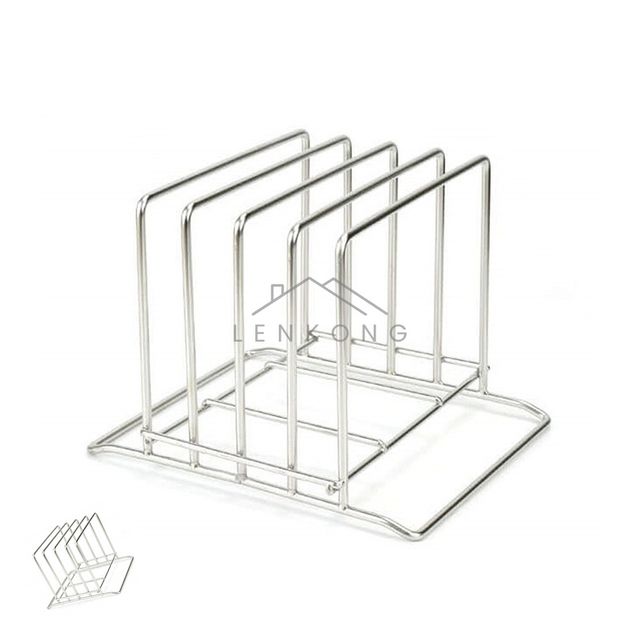 냄비뚜껑받침대 다용도주방수납홀더 스텐 도마 받침대 소 4구