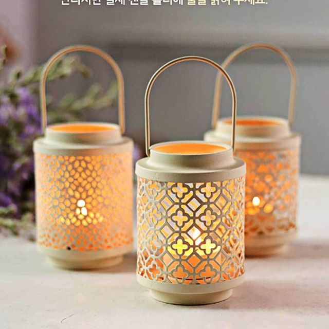 철제 캔들홀더 캔들 화이트 스틸 소품