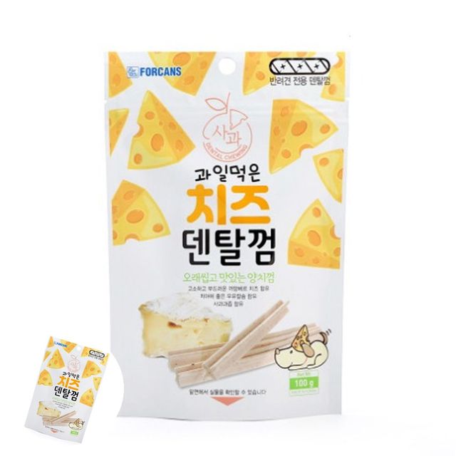 개간식 강아지산책간식 치즈덴탈껌 사과 100g 강아지 간식
