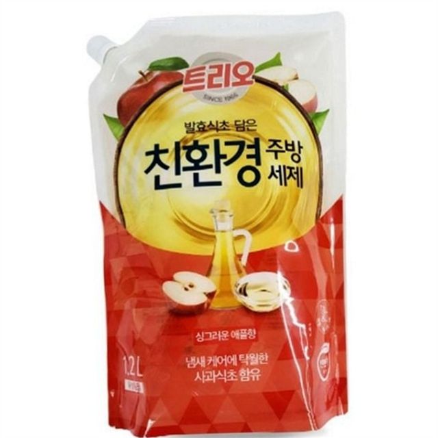 주방용 세제 리필 사과 향 세제 고농축 발효 기름때 대용량 잔여물 싱크대 세정력 주머니 식기 좋은 없는