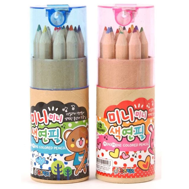 미니연필세트 나무색연필 필기용품통 어린이문구 4개세트