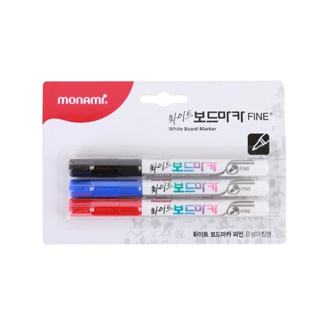 모나미 화이트보드 마카 FINE 3색 세트 - 흑청적