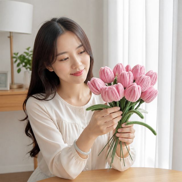 조화 튤립 인테리어 소품 공예 한송이 4color