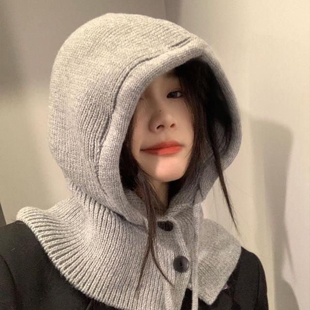 겨울 방한 보온 모자 니트 후드 넥워머 바라클라바 페이크 모자 워머 170g