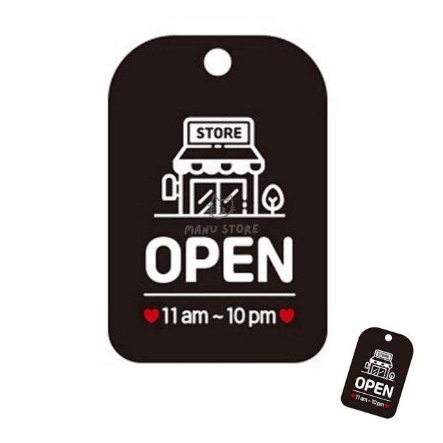 가게오픈팻말 영업시간안내판 11am-10pm 사각안내판 알림판 블랙
