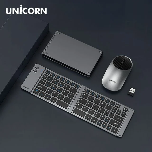 유니콘2.4G+블루투스 접이식 휴대용 키보드 마우스세