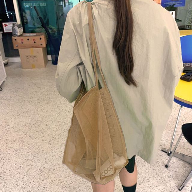 더블 메쉬 숄더백 브라운 여학생가방 여름가방 여성데일리백
