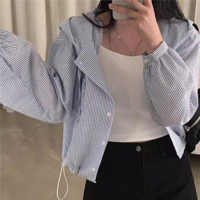 스트라이프 루즈핏셔츠 봄데일리룩 여리여리 꾸안꾸