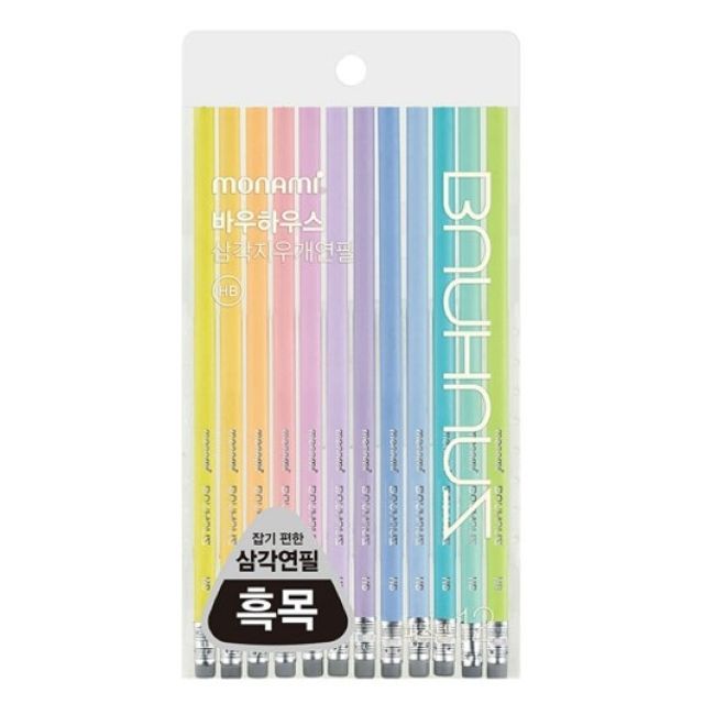 모나미 바우하우스 삼각지우개연필 파스텔 12본 세트 - 디자인 연필