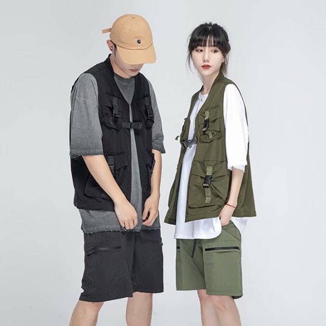 남여공용 캐주얼조끼 포켓 카고 조끼 2컬러