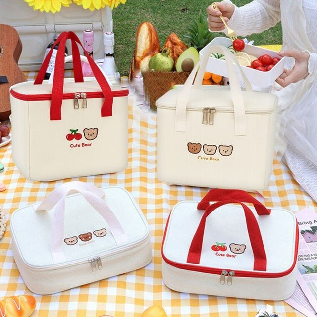 밸뷰유통 귀여운 곰돌이 소풍 런치 피크닉 도시락 보온 보냉 가방 KK969