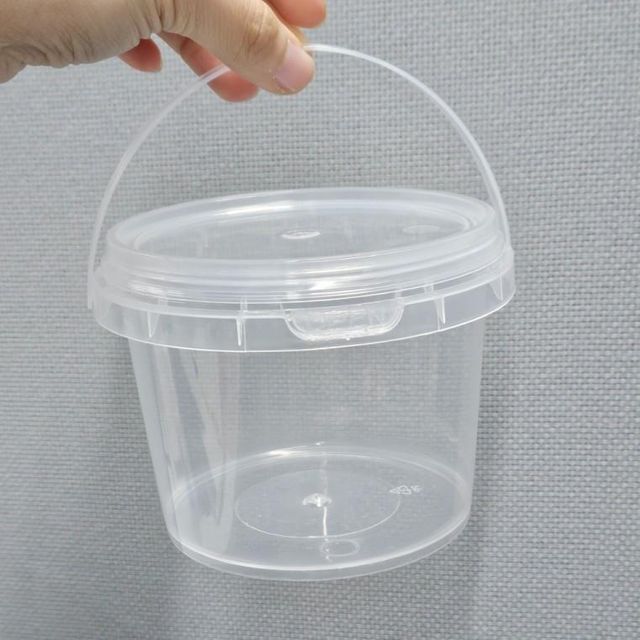 손잡이 투명 원형 용기 바스켓 500ml, 쿠키 과일 포장통
