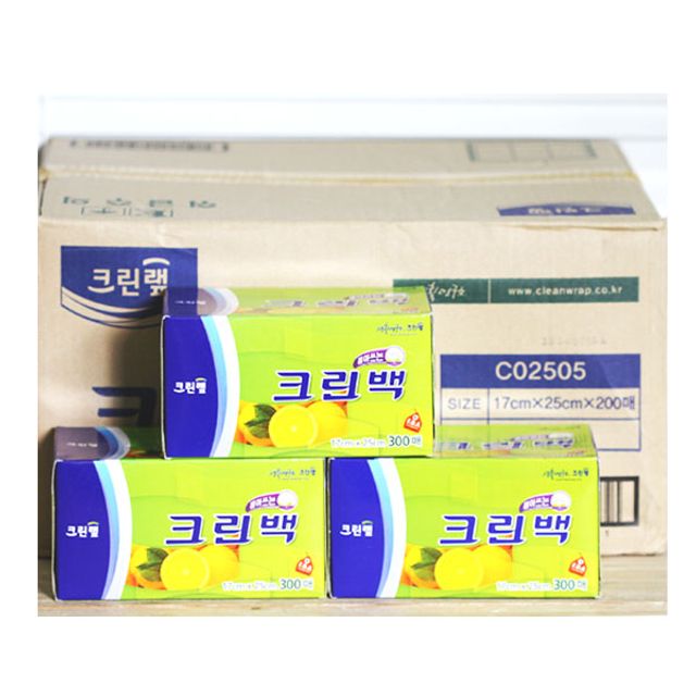 혜명몰 (BOX)크린백17x25x300매_16개입 투명비닐쇼핑백 주방비닐 야채보관비닐 위생백 비닐포장백