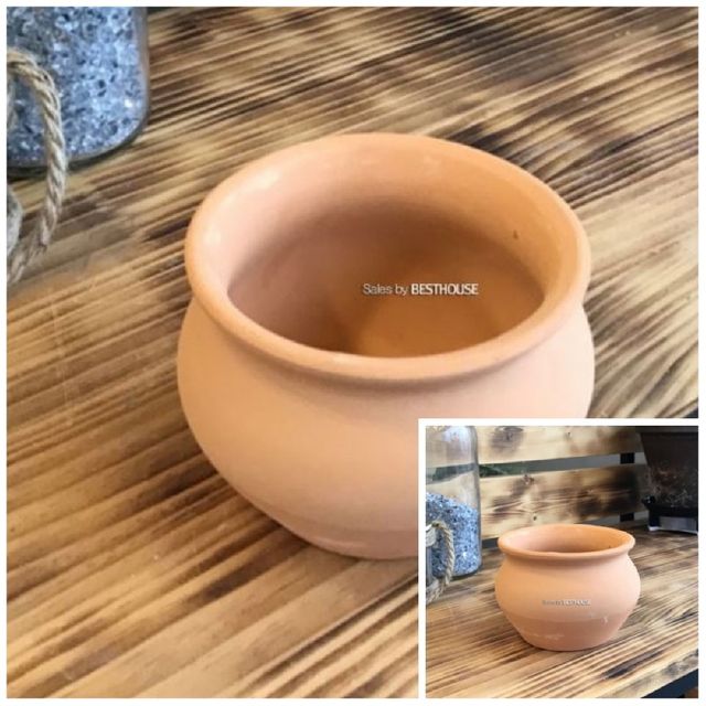 황토빛 단지 미니 11x8cm 토분 갈색화분 인테리어화분 원형화분 식물화분 베란다화분