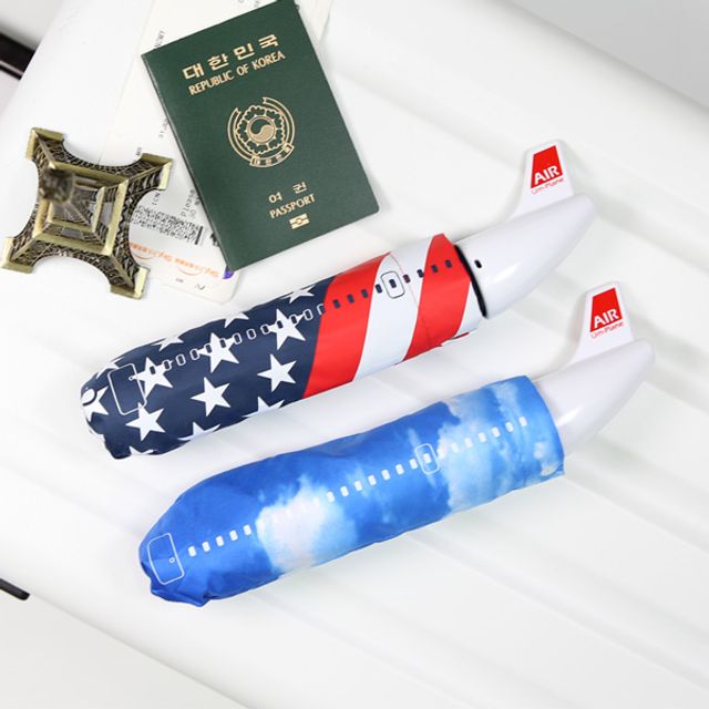 Airplane 디자인 장마 여행용 3단 접이식 휴대우산