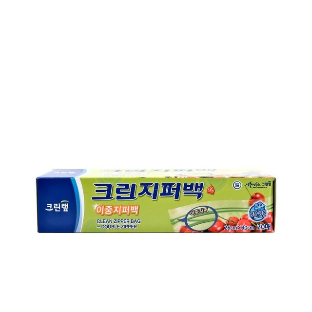 크린랩 크린 이중지퍼백 대형 25x30cm (20매) 냉장 냉동겸용 위생봉투