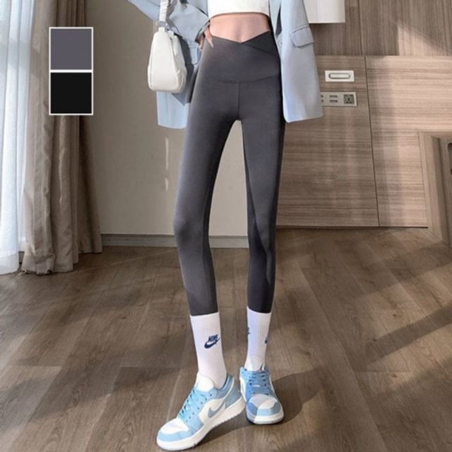 이쁘다요 슬림해보이는 여성 레깅스 크로스 밴딩 부 포인트
