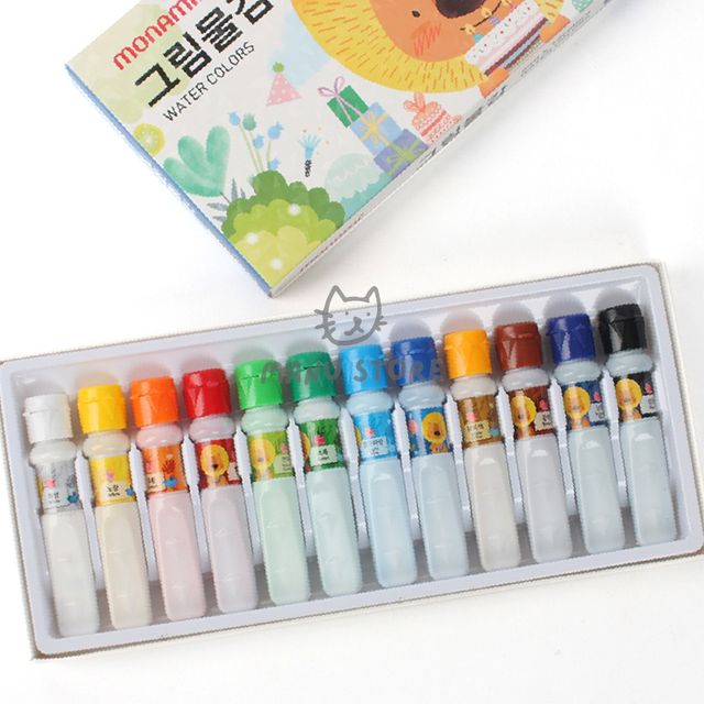 미술재료 수채화도구 12색 수채 그림물감 6ml 블루