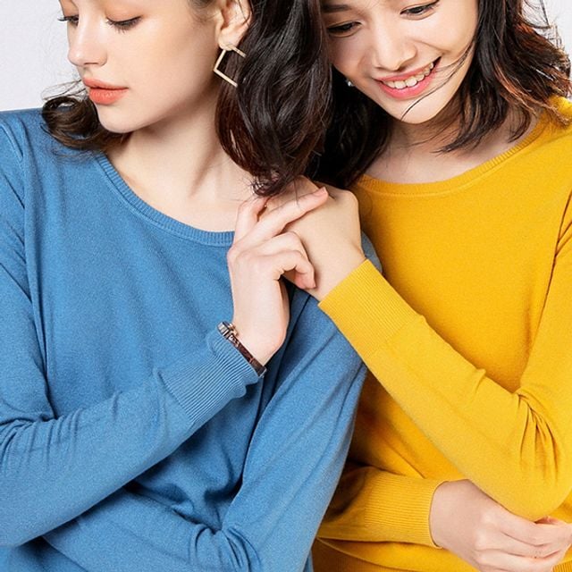 여성 데일리 7컬러 라운드넥 베이직 무지 긴팔 티셔츠