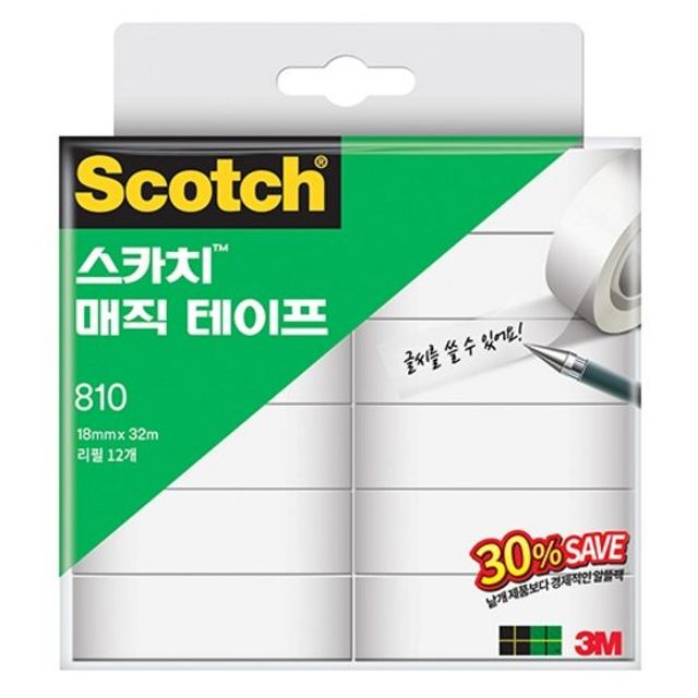 3M 스카치 매직테이프 810 리필 - 18mm 12개입 세트