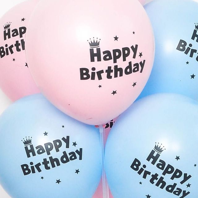 30cm인쇄풍선10개입(매트파스텔생일핑크앤블루)