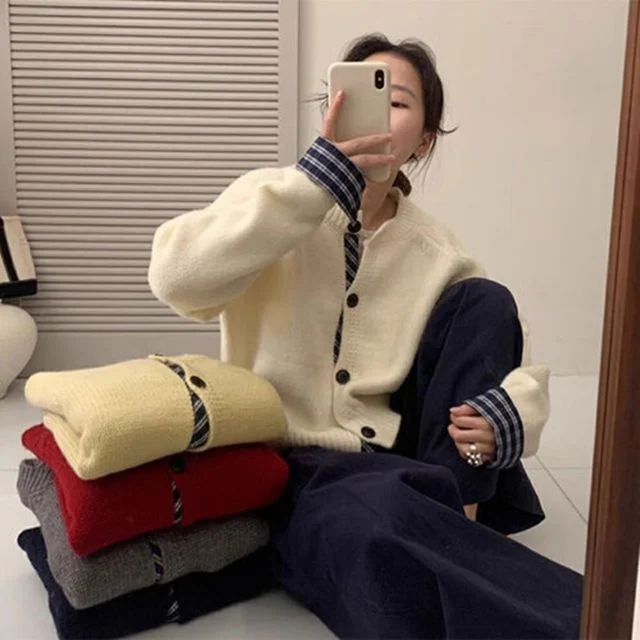 니트가디건 여성 코디 카디건 루즈핏 루즈핏롱 루즈