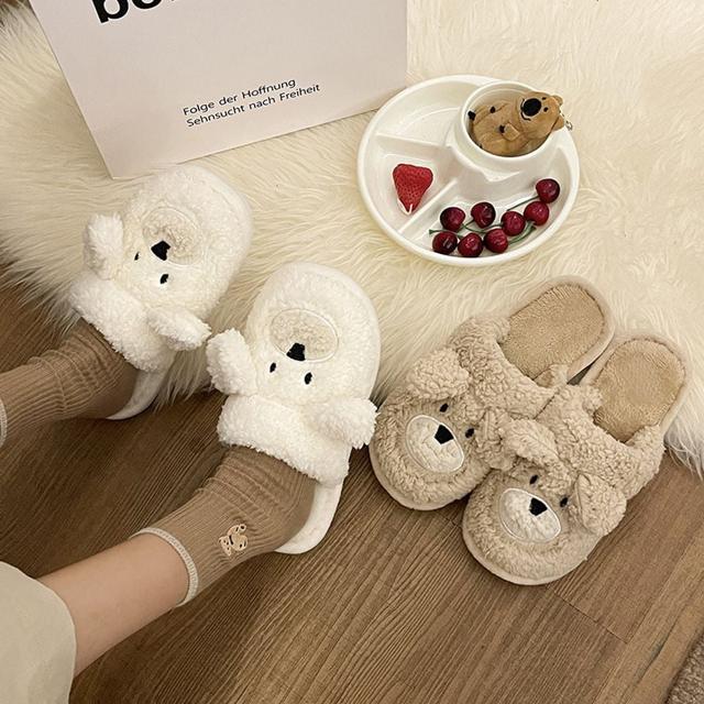 곰돌이 털 슬리퍼 사무실 학생 따뜻한 겨울 거실화