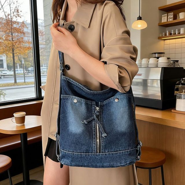 데님 숄더백 청가방 빈티지 지퍼 대용량 크로스백 여성 토트백
