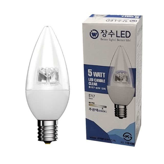 LED 촛대구 E17 주광색 투명 전구 캔들램프